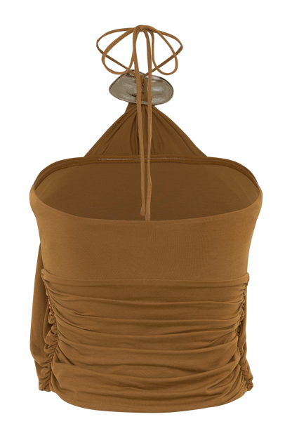 Sade Halter Top With Hardware - Caramel