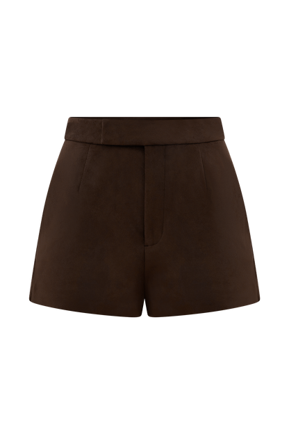 Sally Faux Suede Short - Milk Chocolate