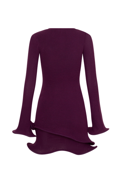Samira Knit Long Sleeve Mini Dress - Plum