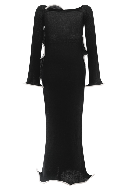 Sandrine Off Shoulder Knit Maxi Dress - Black/White