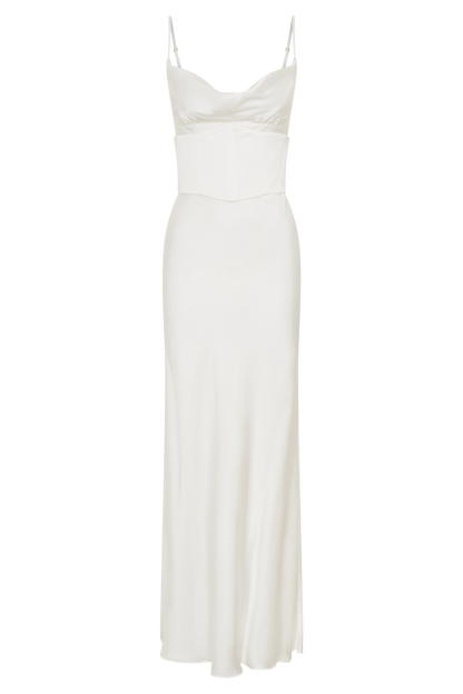 Seraphine Corset Satin Maxi Dress - Ivory