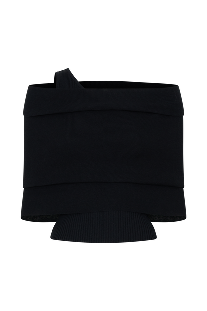 Sierra Asymmetrical Cashmere Blend Knit Top - Black