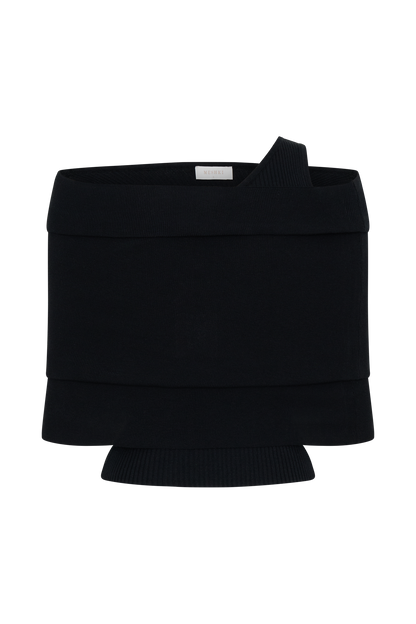 Sierra Asymmetrical Cashmere Blend Knit Top - Black