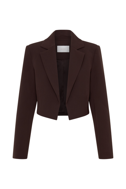 Simone Cropped Suiting Blazer - Dark Chocolate