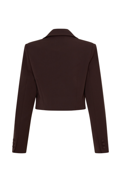 Simone Cropped Suiting Blazer - Dark Chocolate
