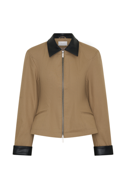 Solange Zip Up Collared Jacket - Natural