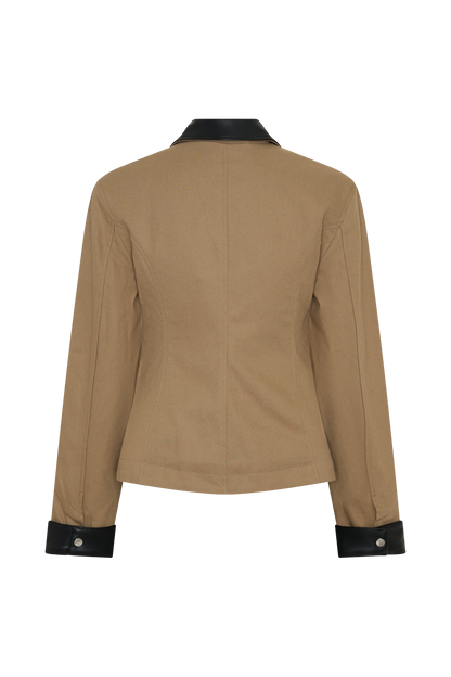 Solange Zip Up Collared Jacket - Natural