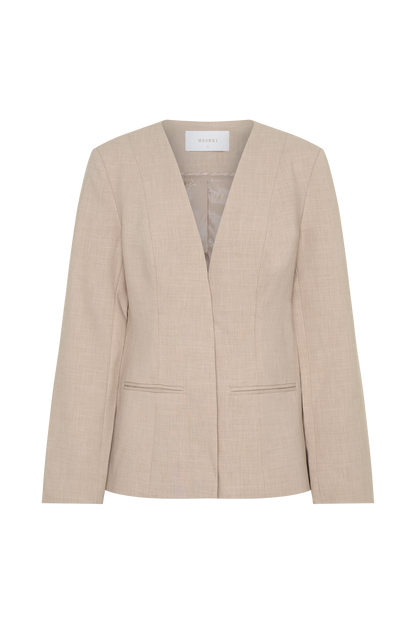 Solenne Collarless Suiting Blazer - Natural Marle