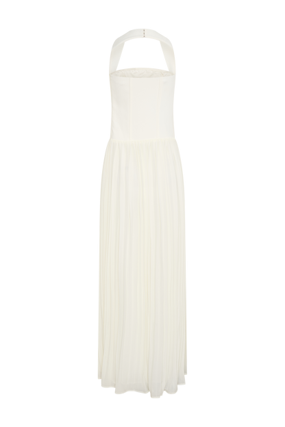 Stacie Pleated Halter Maxi Dress - Ivory