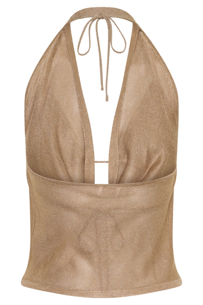 Stan Lurex Cowl Neck Top - Gold