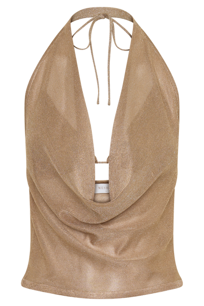 Stan Lurex Cowl Neck Top - Gold