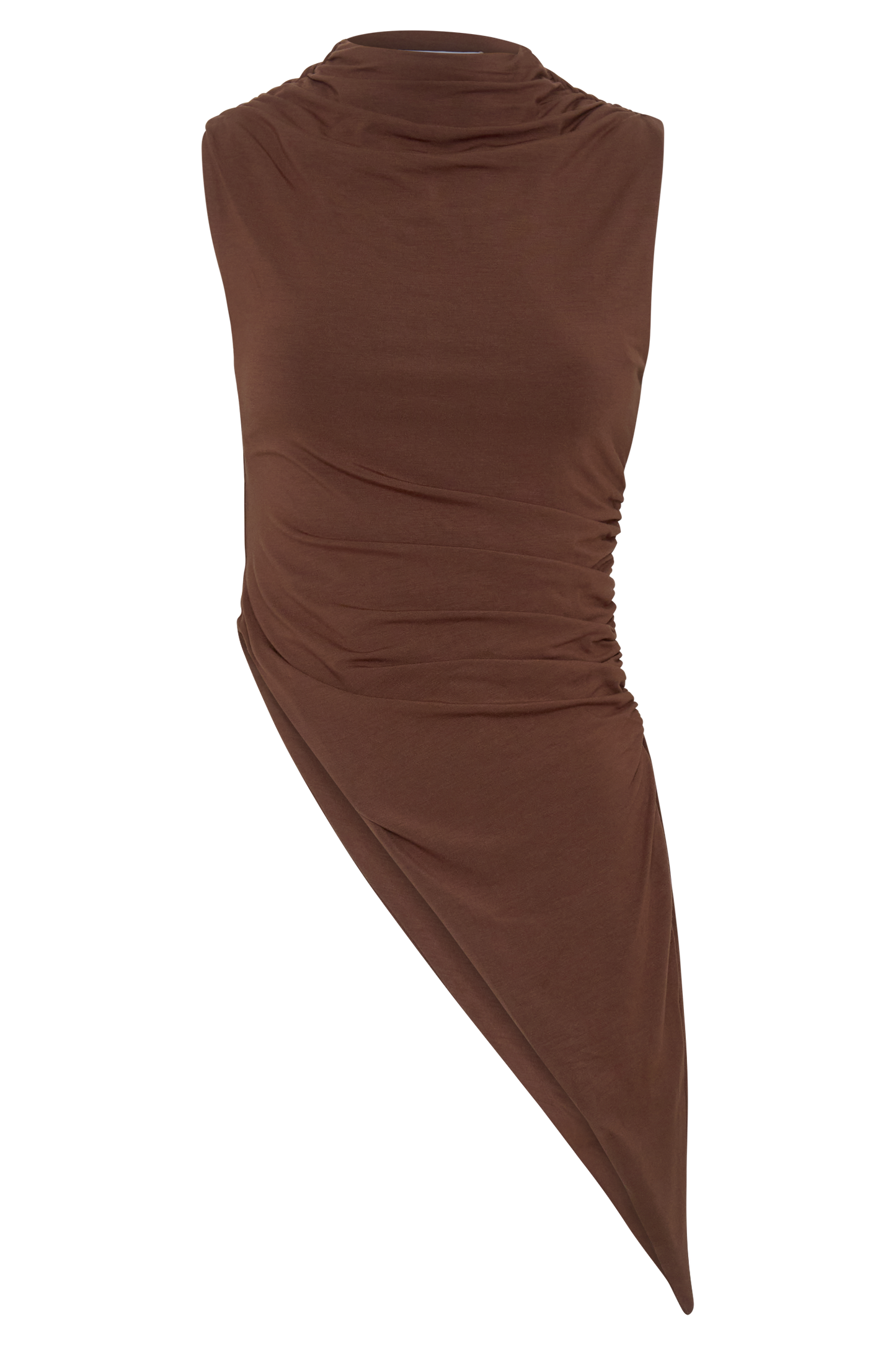 Suong High Neck Gathered Top - Mocha