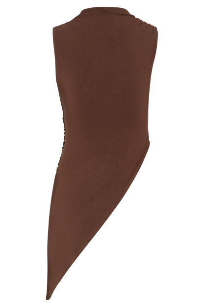 Suong High Neck Gathered Top - Mocha