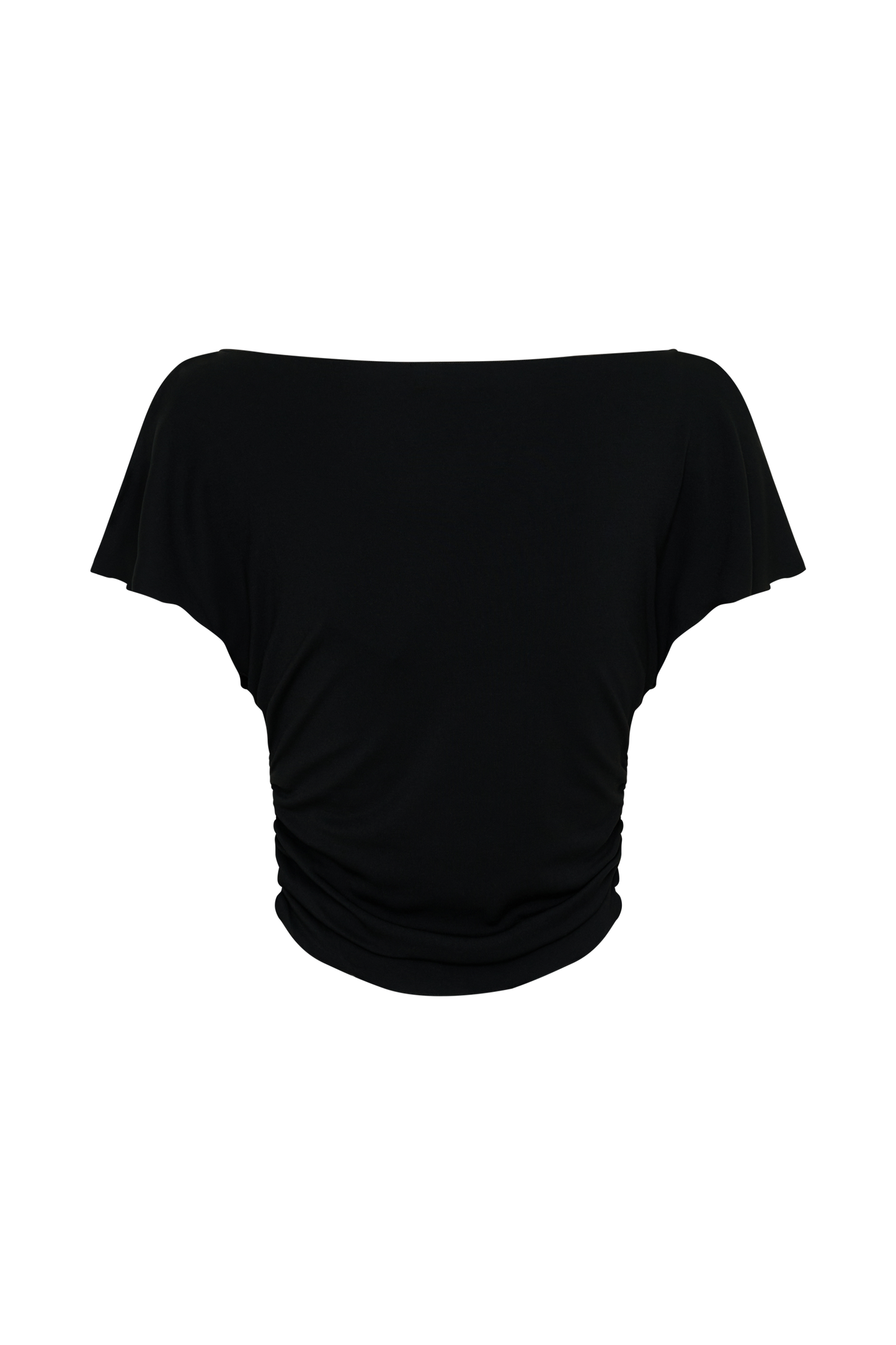 Talise Modal Flounce Short Sleeve Top - Black