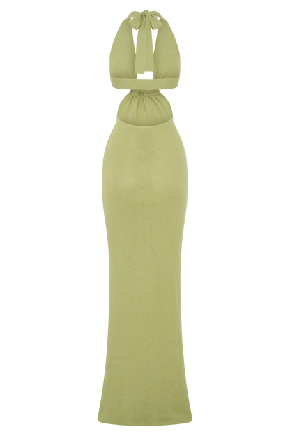Theresea Halter Knit Maxi Dress - Light Olive