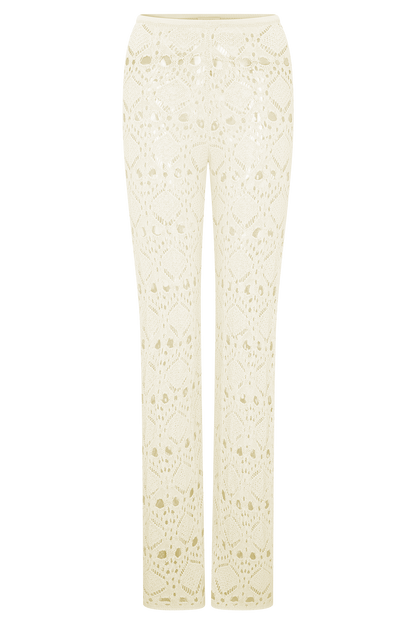 Trena Crochet Knit Pants - Ivory