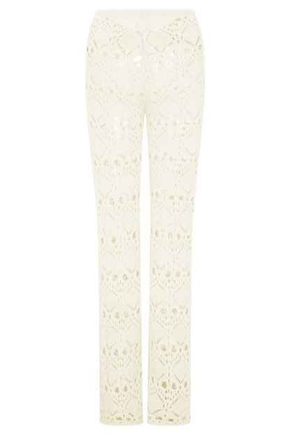 Trena Crochet Knit Pants - Ivory