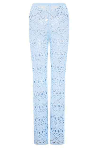 Trena Crochet Knit Pants - Sky Blue