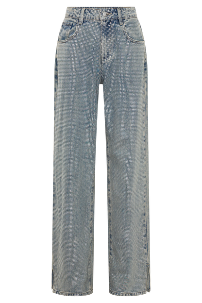 Tyla Diamante Denim Jeans - Blue/Green