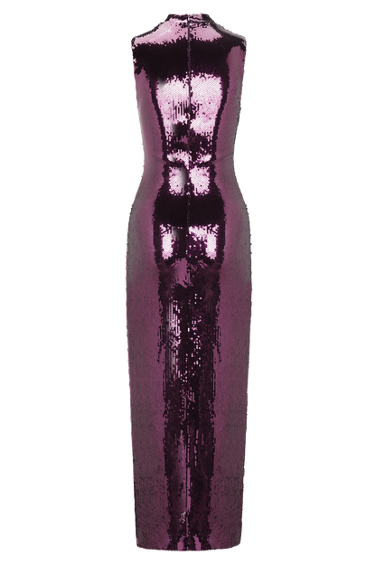 Veronica Sequin Midi Dress - Plum