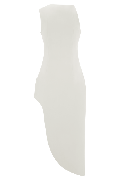 Virginia Suiting Embroidered Midi Dress - White