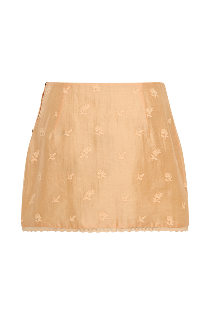 Vivian Embroidered Mini Skirt - Orange