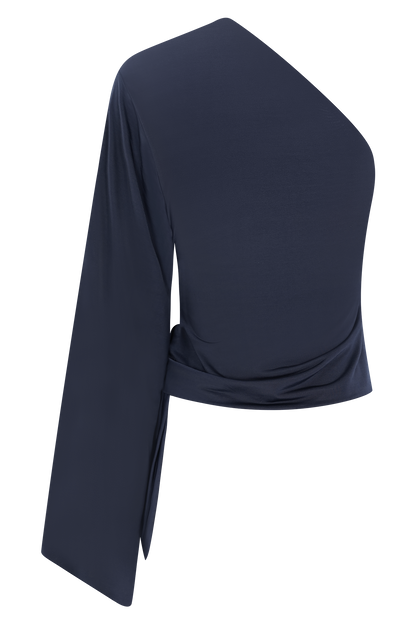 Vivica Slinky One Shoulder Top - Midnight Navy