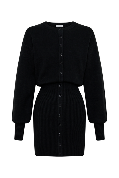 Xaden Wool Mix Knit Mini Dress - Black