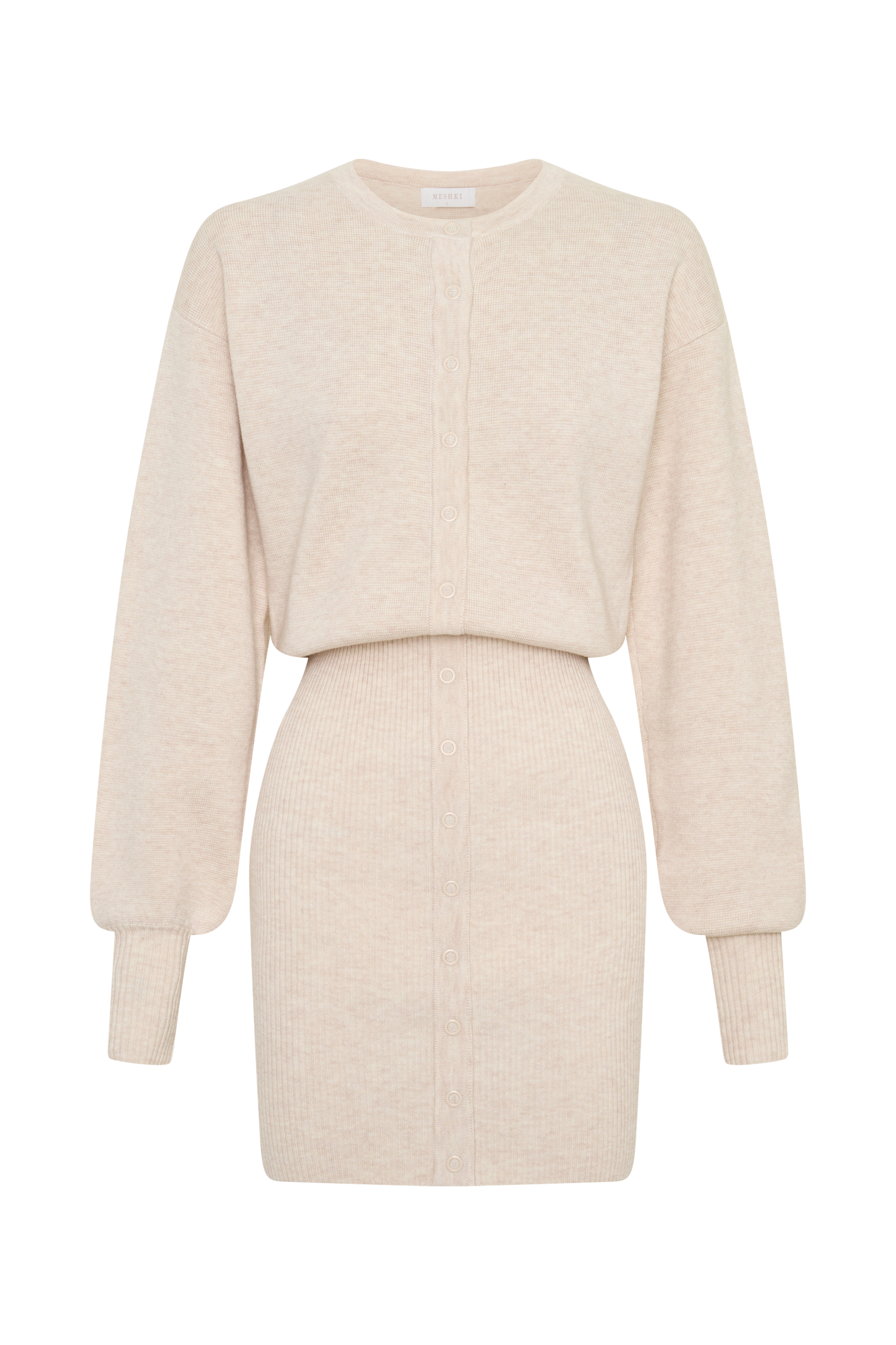 Xaden Wool Mix Knit Mini Dress - Oat Marle