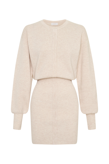 Xaden Wool Mix Knit Mini Dress - Oat Marle