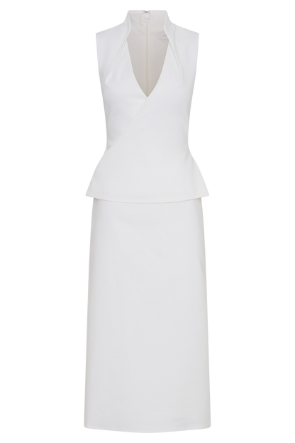 Yanina Cotton Halter Midi Dress - White