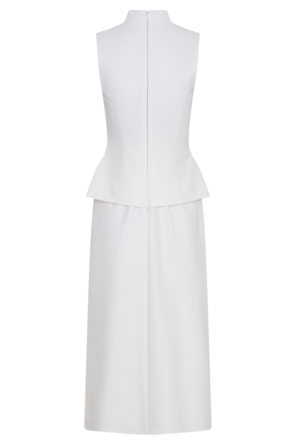 Yanina Cotton Halter Midi Dress - White