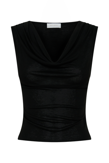 Ciaran Sleeveless Sheer Top - Black