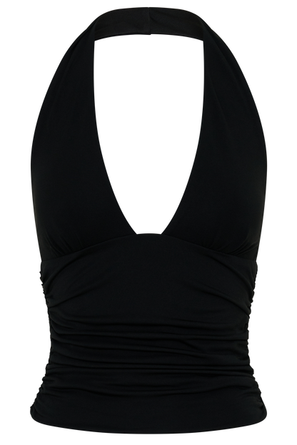 Peregrine Modal Gathered Halter Top - Black