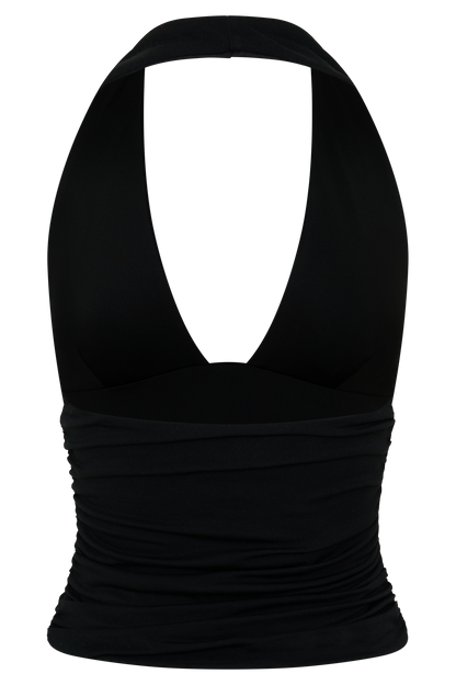 Peregrine Modal Gathered Halter Top - Black