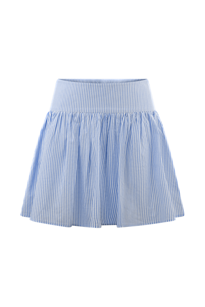 Gretel Hem Mini Skirt - Blue Pinstripe