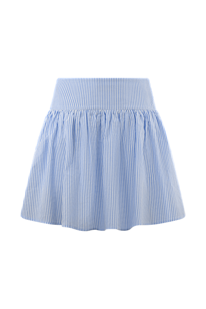 Gretel Hem Mini Skirt - Blue Pinstripe