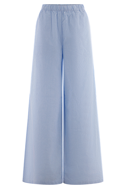 Hansen Wide Leg Pants - Blue Pinstripe