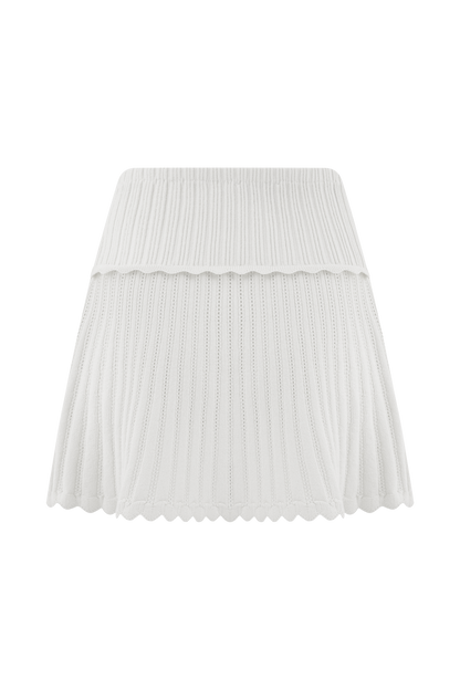 Indy Pointelle Knit Mini Skirt - Ivory