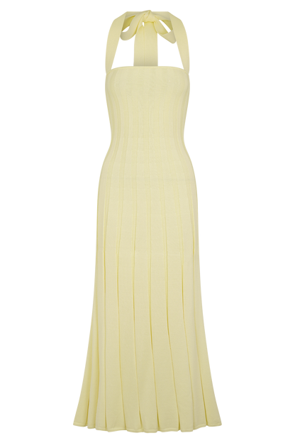 Jacqui Halter Knit Midi Dress - Lemon
