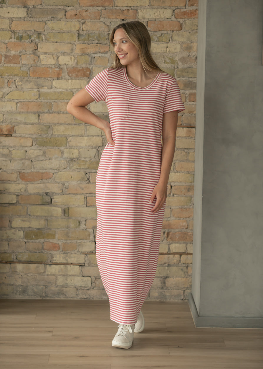 Jane Stripe Maxi T-shirt Dress