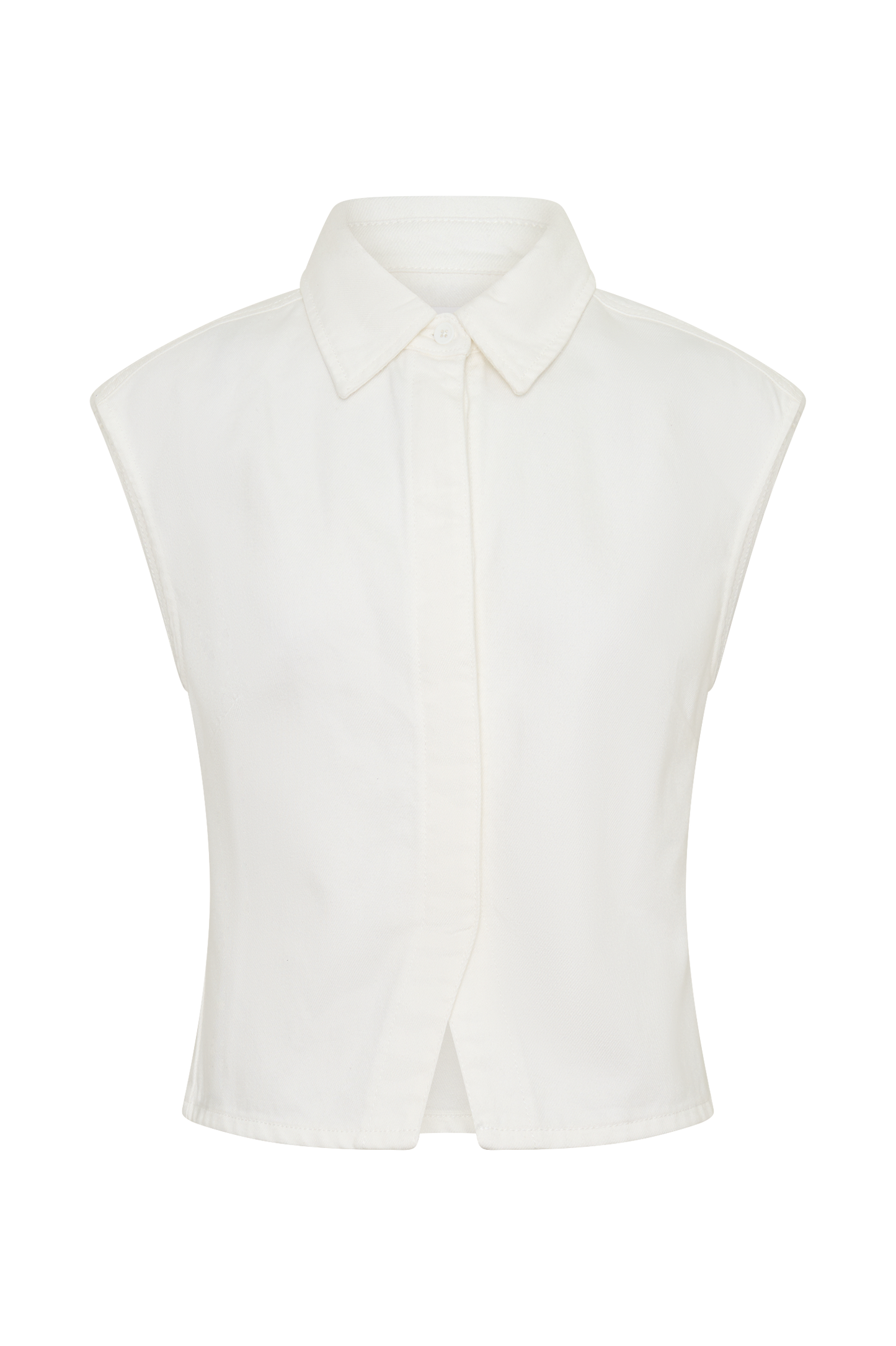 Jeremy Collared Denim Longline Top - White