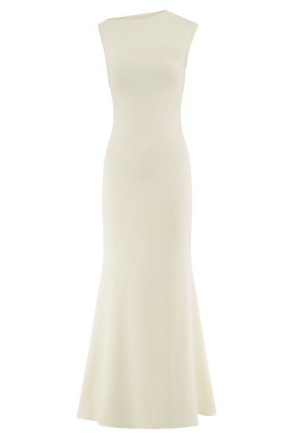 Katerina Scuba Jersey Cut Out Maxi Dress - Ivory