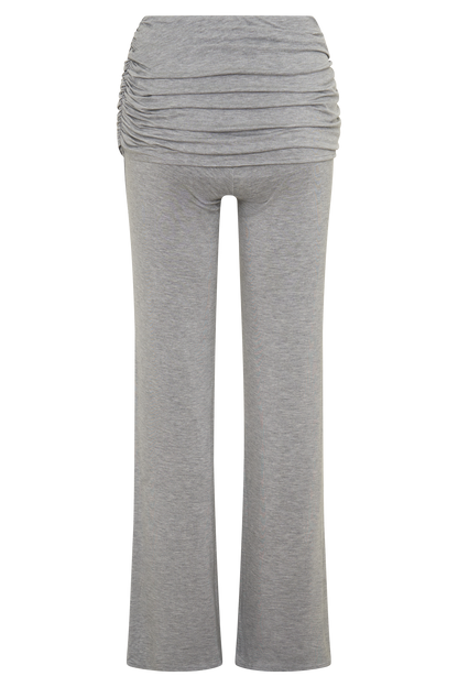 Keaton Modal Straight Leg Overlay Pant - Grey Marle