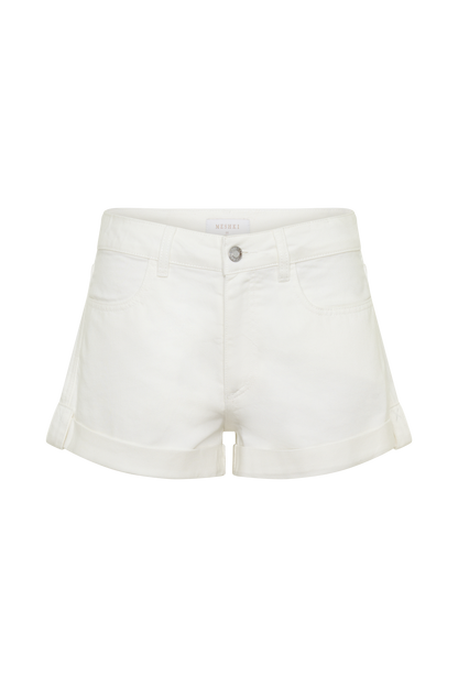 Krissy Rolled Hem Denim Shorts - White