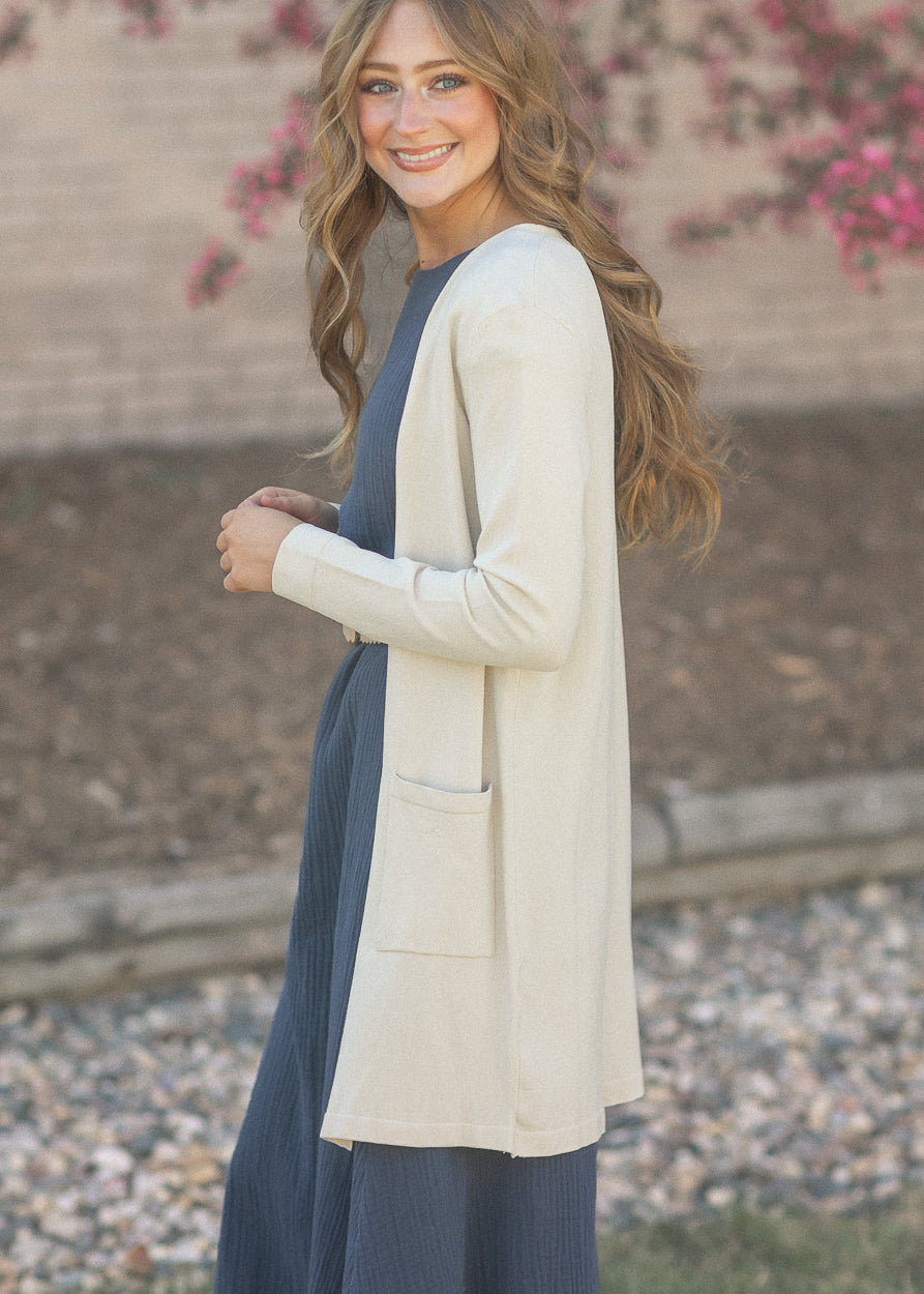 Cally Cream Open Front Cardigan