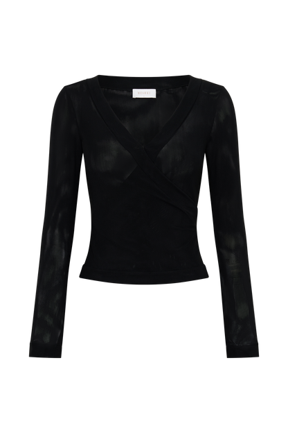 Lumi Long Sleeve Mesh Top - Black