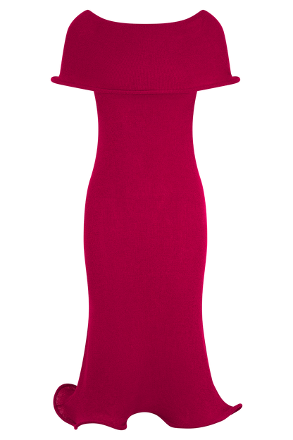 Molly Off Shoulder Knit Midi Dress - Raspberry