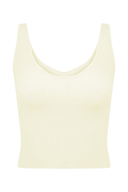 Natalya Ribbed Knit Cami Top - Ivory