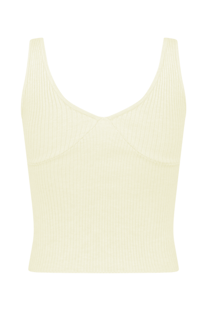 Natalya Ribbed Knit Cami Top - Ivory